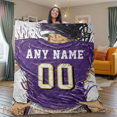 Custom Premium Quilt Blanket Baltimore Jersey American Football Personalized Quilt Gifts for Her & Him